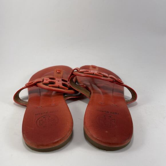 Tory Burch Miller Cloud Logo Sandals Womens Size 6.5 M Orange Leather - Picture 4 of 9